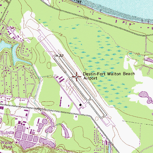 Topographic Map of Destin Executive Airport, FL