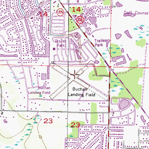 Topographic Map of Buchan Airport, FL