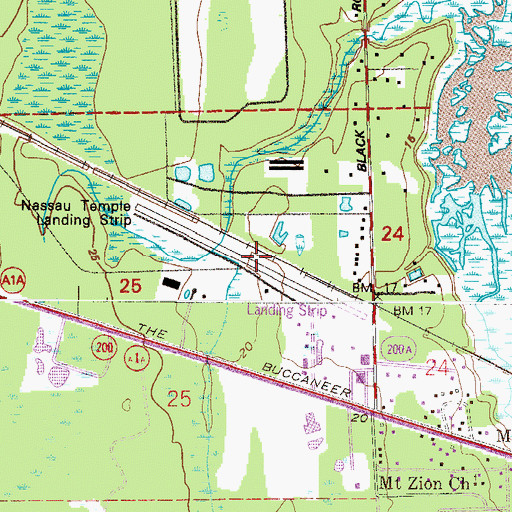 Topographic Map of Nassau Airport, FL