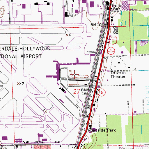 Topographic Map of Fort Lauderdale/Hollywood International Airport, FL