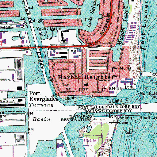 Topographic Map of Port Everglades Heliport, FL