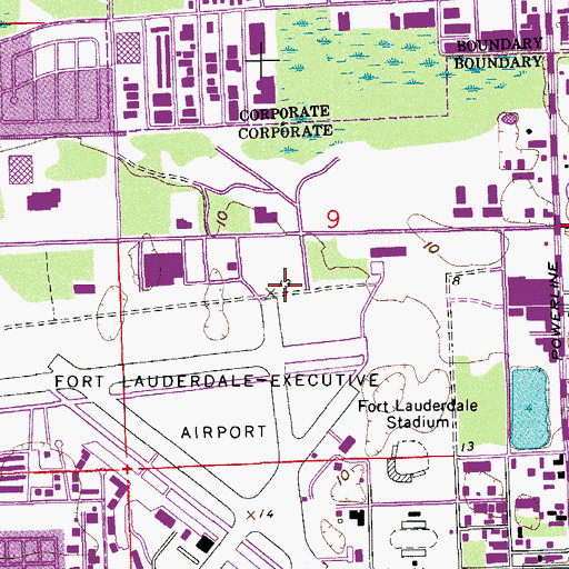 Topographic Map of Fort Lauderdale Executive Airport, FL