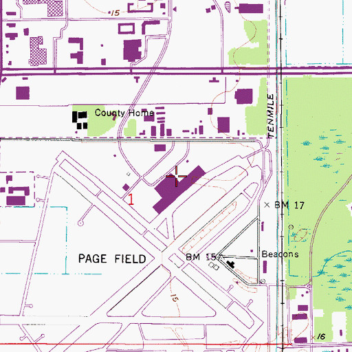 Topographic Map of Page Field, FL