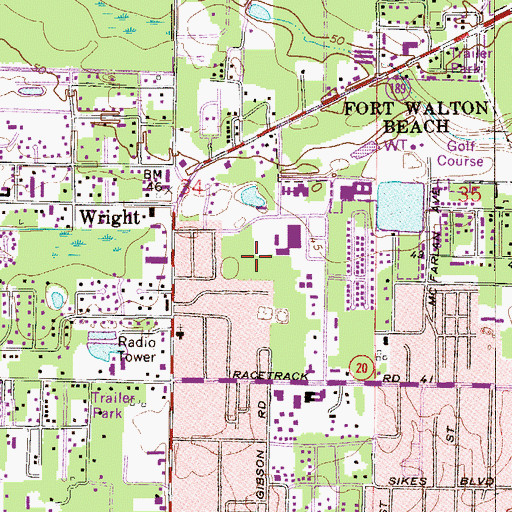 Topographic Map of Fort Walton Beach Medical Center Heliport, FL