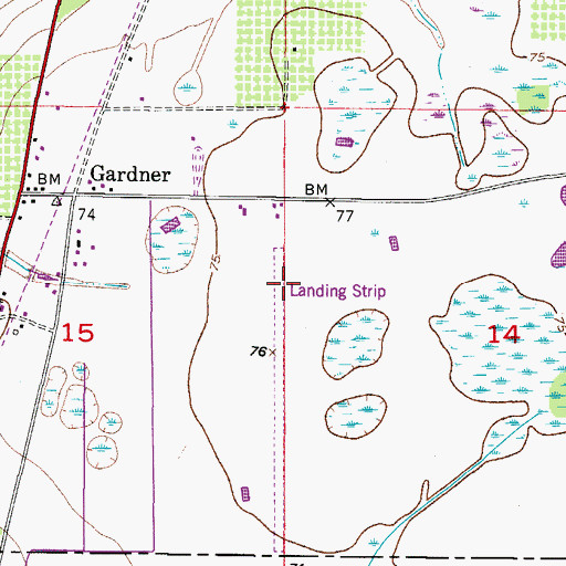 Topographic Map of Gardner Airport (historical), FL
