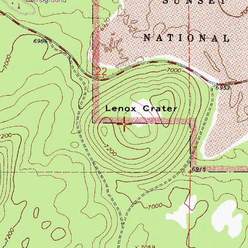 Topographic Map of Lenox Crater, AZ
