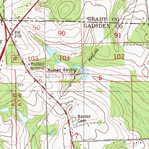 Topographic Map of Rutten Airstrip, FL