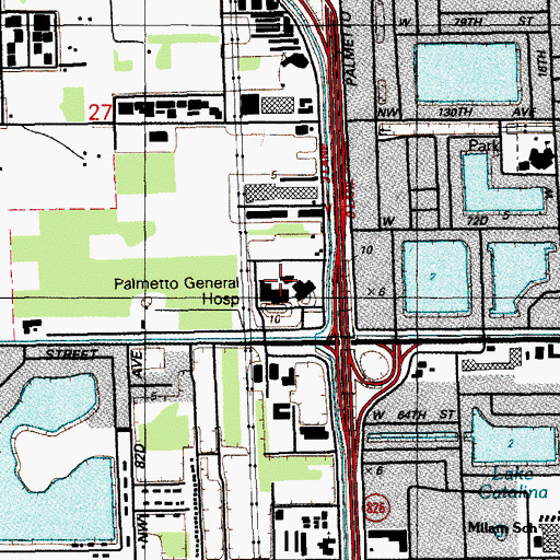 Topographic Map of Palmetto General Hospital Heliport, FL