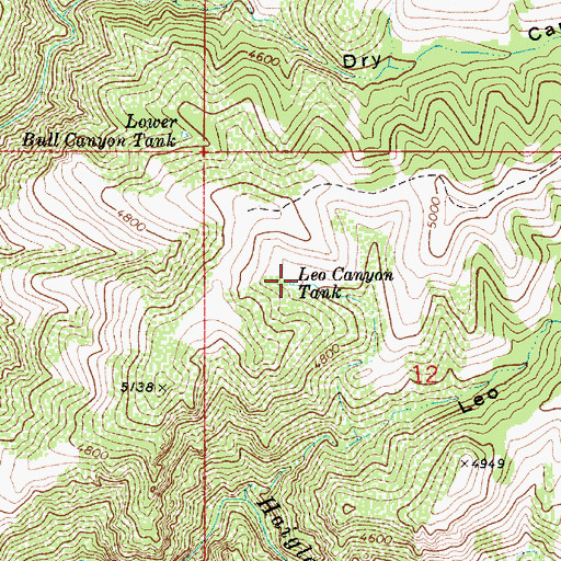 Topographic Map of Leo Canyon Tank, AZ