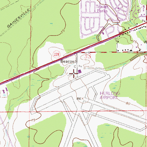 Topographic Map of Herlong Recreational Airport, FL