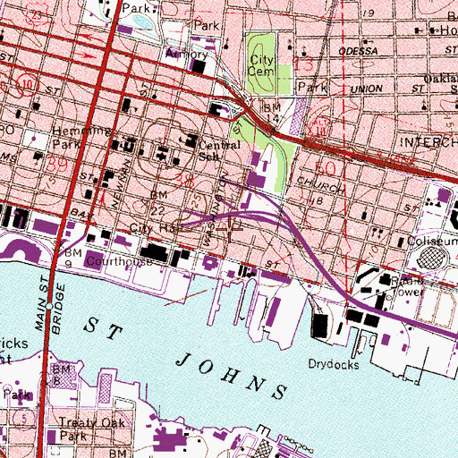 Topographic Map of Jacksonville Pre-Trial Detention Facility Heliport, FL