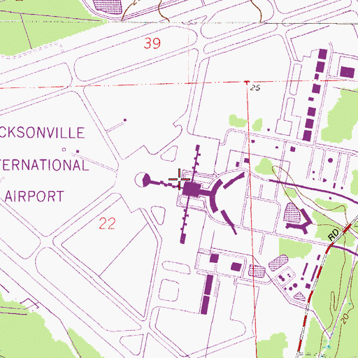 Topographic Map of Jacksonville International Airport, FL