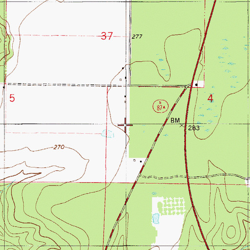 Topographic Map of Thomas Farms Airport, FL