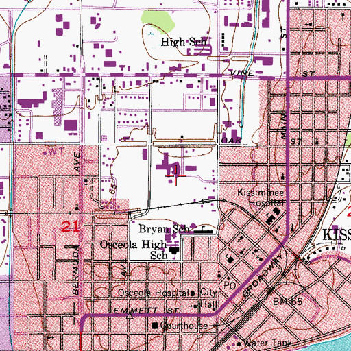 Topographic Map of Osceola Regional Hospital Heliport, FL