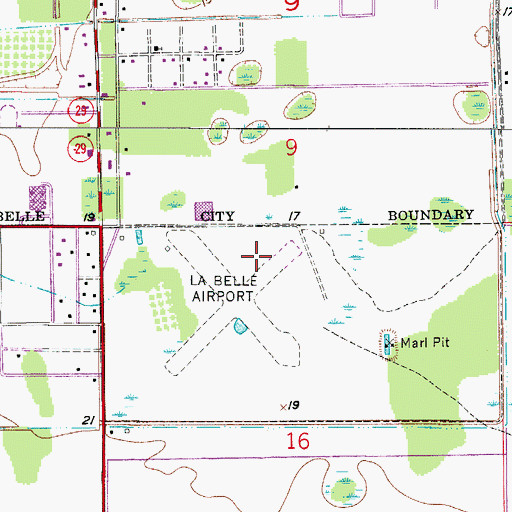 Topographic Map of La Belle Municipal Airport, FL