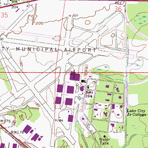 Topographic Map of Lake City Gateway Airport, FL