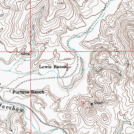 Topographic Map of Lewis Ranch, AZ