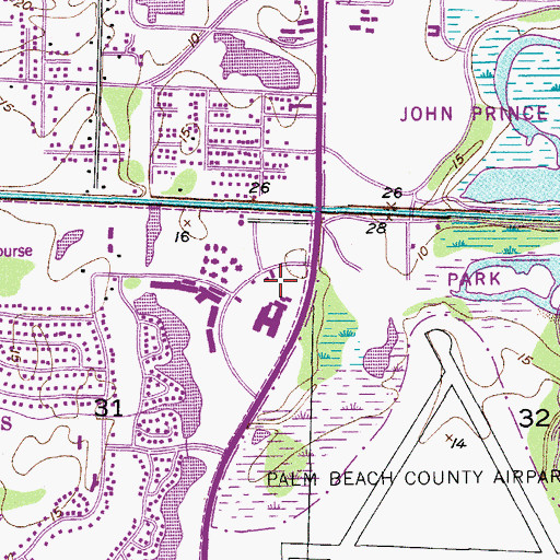 Topographic Map of JFK Medical Center Incorporated Heliport, FL