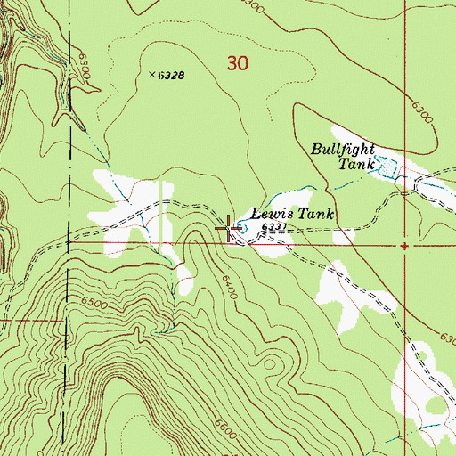 Topographic Map of Lewis Tank, AZ