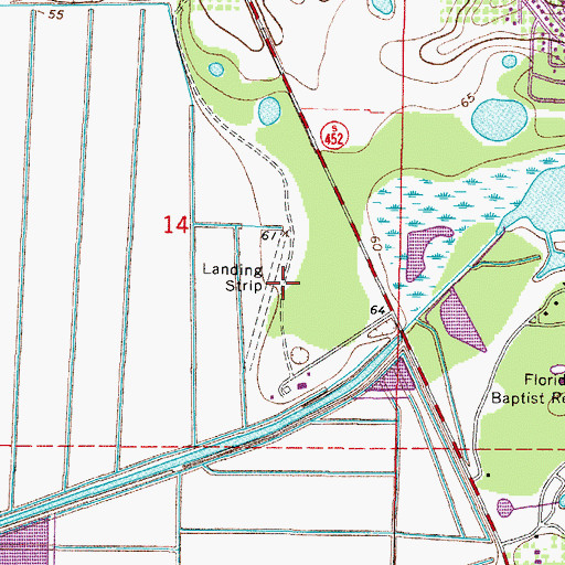 Topographic Map of Eustis Muck Farms Incorporated Airport (historical), FL