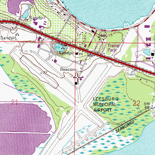 Topographic Map of Leesburg International Airport, FL