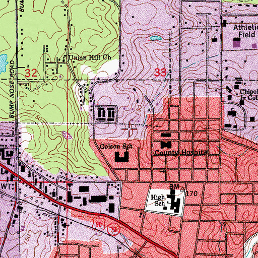 Topographic Map of Jackson County Hospital Heliport, FL