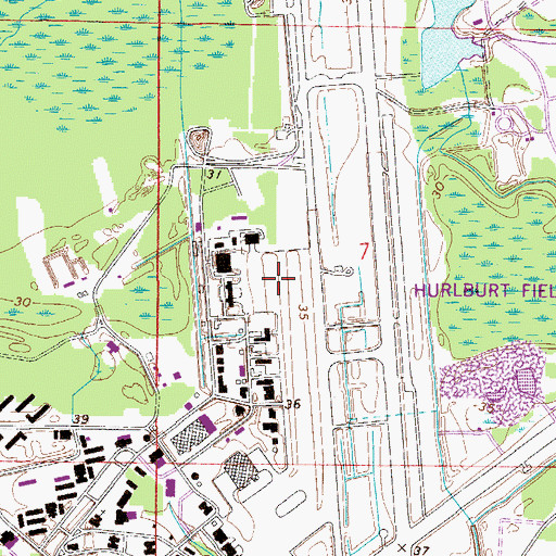 Topographic Map of Hurlburt Field, FL