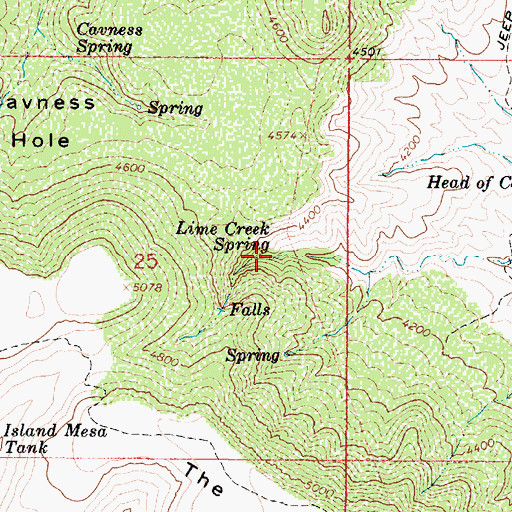 Topographic Map of Lime Creek Spring, AZ