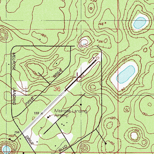Topographic Map of Melrose Landing, FL