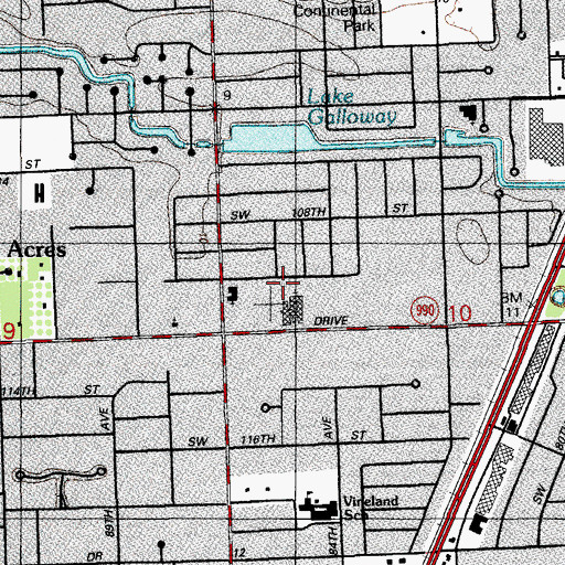 Topographic Map of Baptist Hospital Heliport, FL