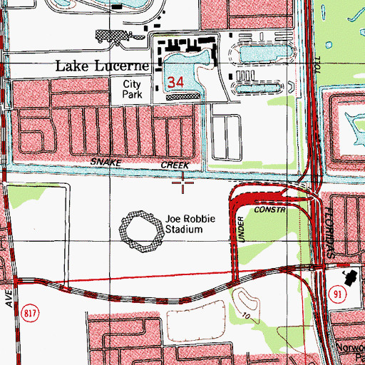 Topographic Map of Joe Robbie Stadium Heliport, FL