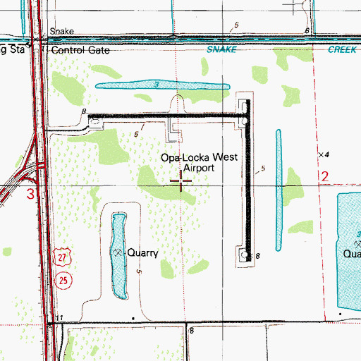 Topographic Map of Opa Locka West Airport (historical), FL