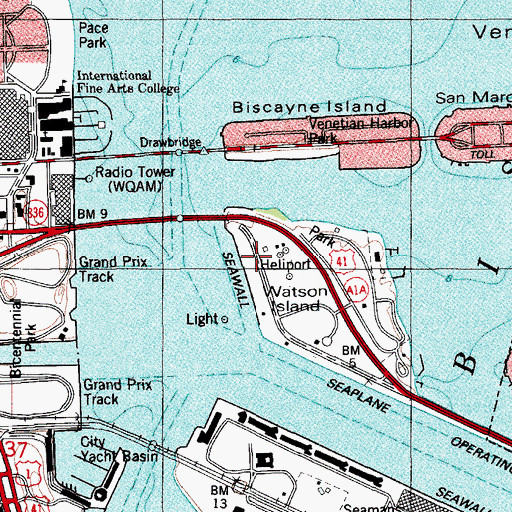 Topographic Map of Miami Heliport, FL