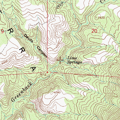 Topographic Map of Lime Springs, AZ