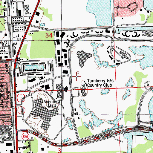 Topographic Map of Aventura Heliport, FL