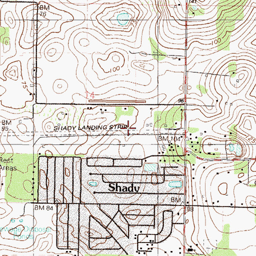 Topographic Map of Shady International Airport, FL