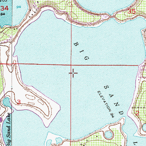 Topographic Map of Sand Lake Seaplane Base, FL