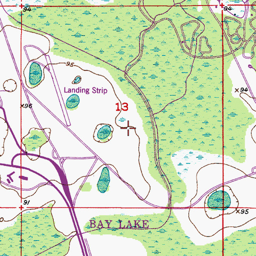 Topographic Map of Lake Buena Vista Stolport (historical), FL