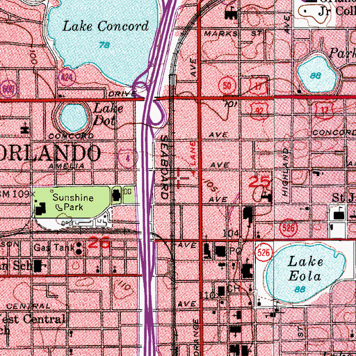 Topographic Map of Downtown Heliport, FL