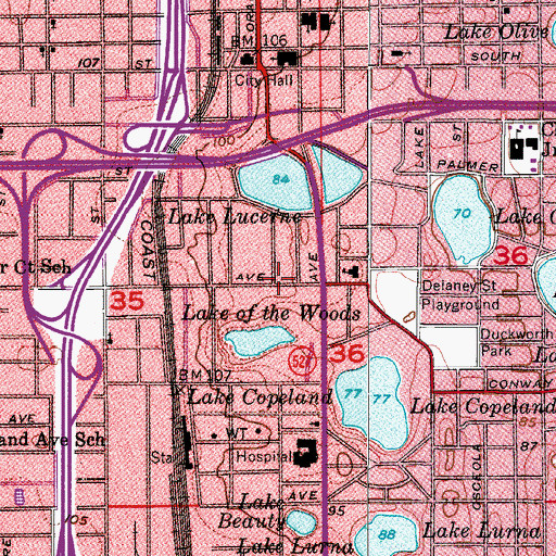 Topographic Map of Lucerne Medical Center Heliport, FL
