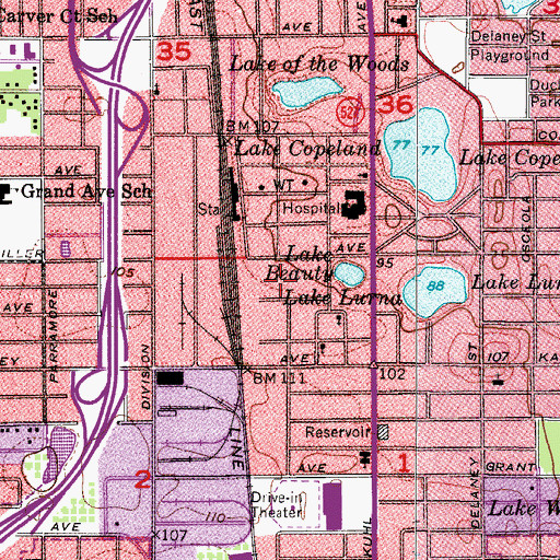 Topographic Map of Arnold Palmer Hospital Heliport, FL