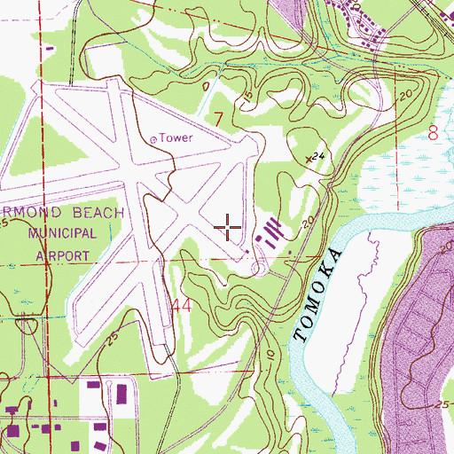 Topographic Map of Ormond Beach Municipal Airport, FL