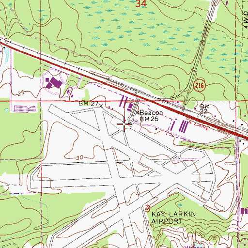Topographic Map of Palatka Municipal Airport - Lt Kay Larkin Field, FL