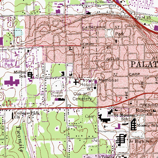 Topographic Map of Putnam Community Hospital Heliport, FL