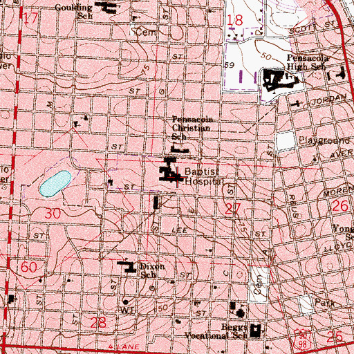 Topographic Map of Baptist Hospital Heliport, FL