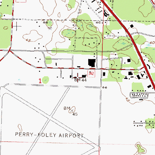 Topographic Map of Perry-Foley Airport, FL