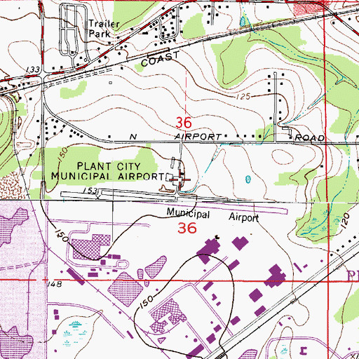 Topographic Map of Plant City Airport, FL