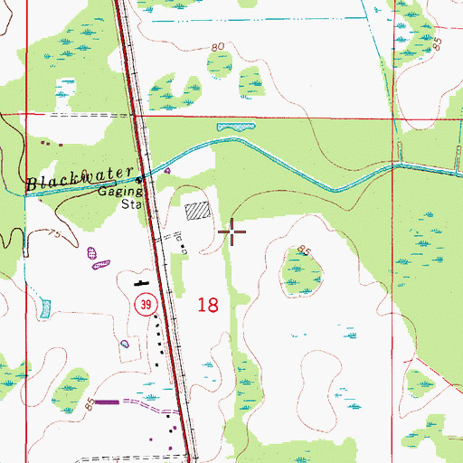 Topographic Map of Blackwater Creek Ultralight Airport, FL