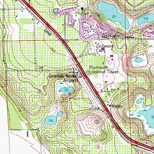 Topographic Map of Orlando Apopka Airport, FL