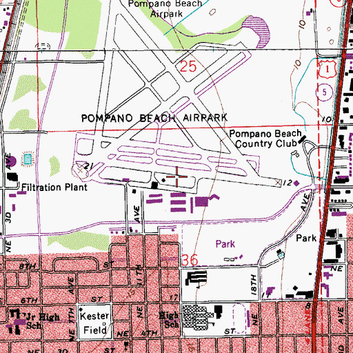 Topographic Map of Pompano Beach Airpark, FL